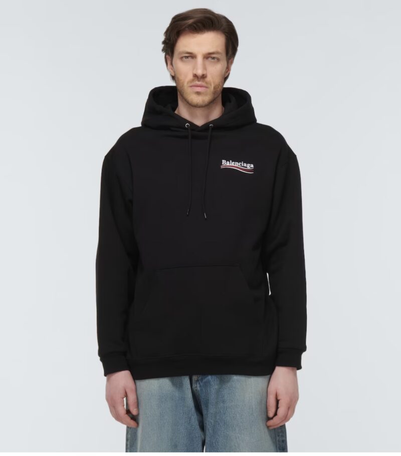 Balenciaga Political Campaign Hoodie Black | Embroidered Hoodie - Image 4