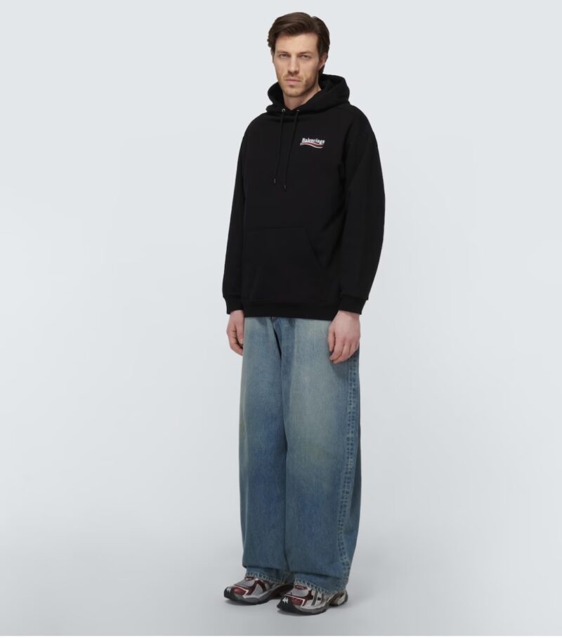 Balenciaga Political Campaign Hoodie Black | Embroidered Hoodie - Image 2