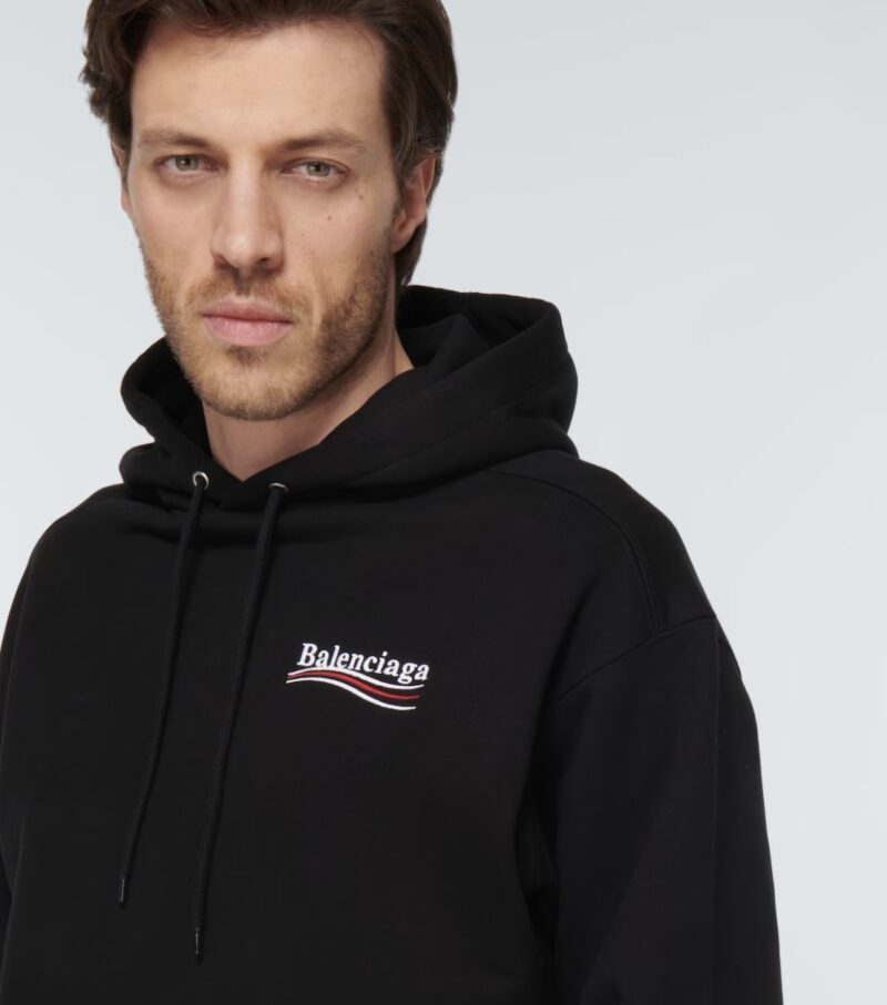 Balenciaga Political Campaign Hoodie Black | Embroidered Hoodie - Image 3