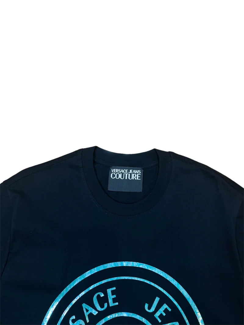 Versace Jeans Couture Metallic Graphic Logo Printed Crewneck T-Shirt - Image 3