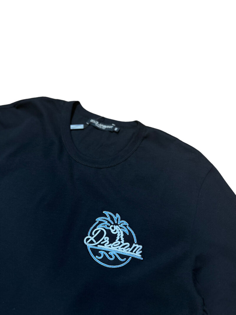 Dolce & Gabbana Dream Embroidered Logo Men’s Blue T-Shirt - Image 3
