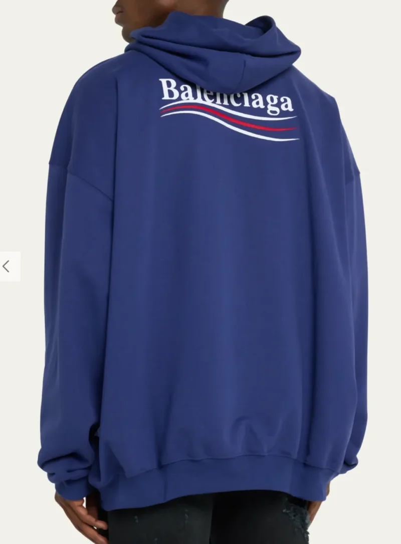 Balenciaga Political Campaign Hoodie Navy | Embroidered Logo - Image 3