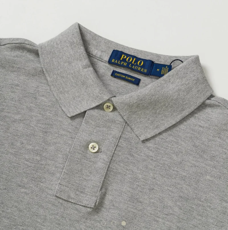 Polo Ralph Lauren Slim Fit Mesh Polo Shirt – Grey | Luxury Style - Image 7