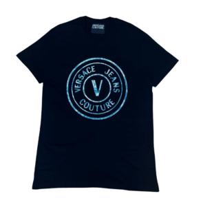 Versace Jeans Couture Metallic Graphic Logo Printed Crewneck T-Shirt