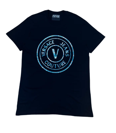 Versace Jeans Couture Metallic Graphic Logo Printed Crewneck T-Shirt