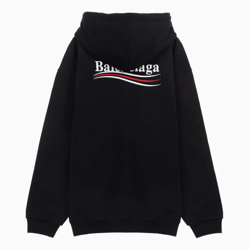 Balenciaga Political Campaign Hoodie Black | Embroidered Hoodie - Image 5