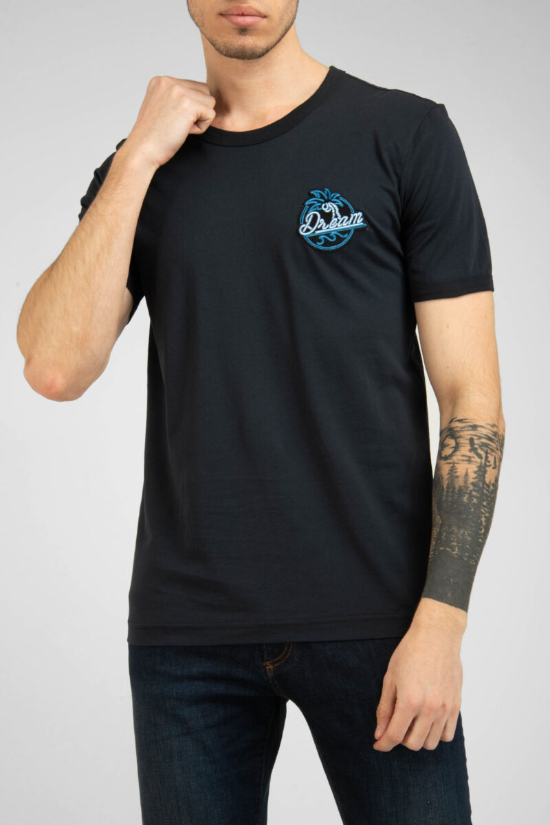 Dolce & Gabbana Dream Embroidered Logo Men’s Blue T-Shirt - Image 2