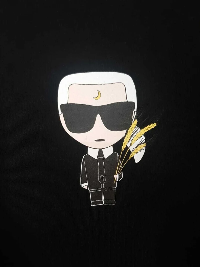 Karl Lagerfeld Ikonik Zodiac Virgo Print T-Shirt Black – Designer Tee - Image 3