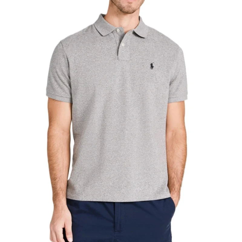 Polo Ralph Lauren Slim Fit Mesh Polo Shirt – Grey | Luxury Style - Image 5