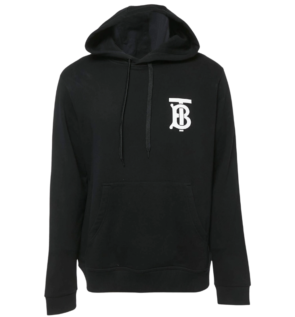 Burberry Black Logo Print Cotton Hooded