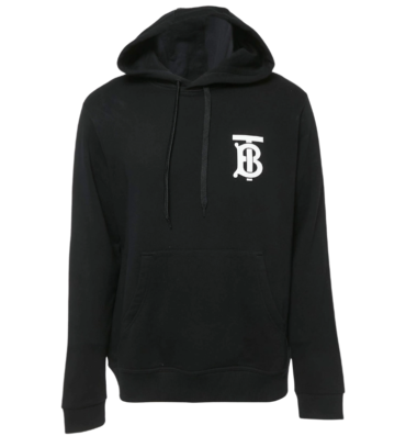 Burberry Black Logo Print Cotton Hooded